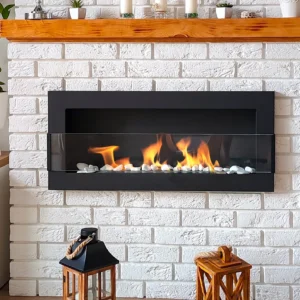 Biokominek 900×400 z szybą Czarny Strukturalny