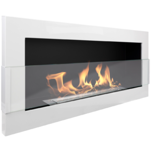 Biokominek 900×400 z szybą Biały Połysk