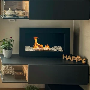Biokominek wiszący 650×400 czarny strukturalny mat