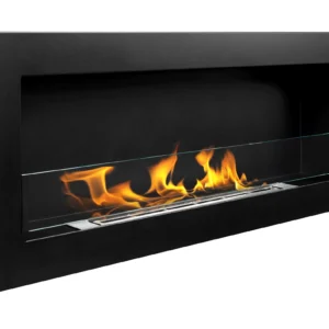 Biokominek 900×400 SLIM Czarny strukturalny z szybą