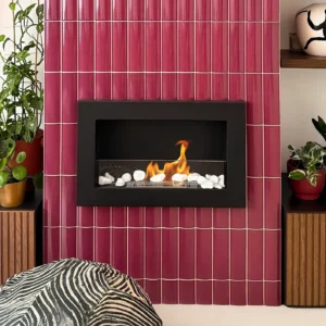 Biokominek 650×400 Slim Czarny z szybą