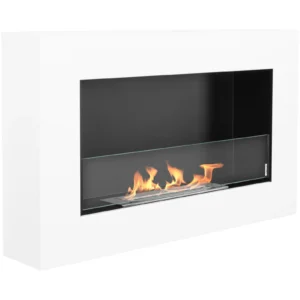 Biokominek wiszący z szybą 650×400 Box biały strukturalny mat