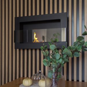 Biokominek 650×400 z szybą Czarny Strukturalny