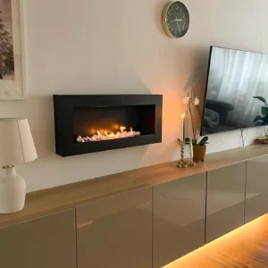 Biokominek wiszący box 90 × 40 cm czarny mat