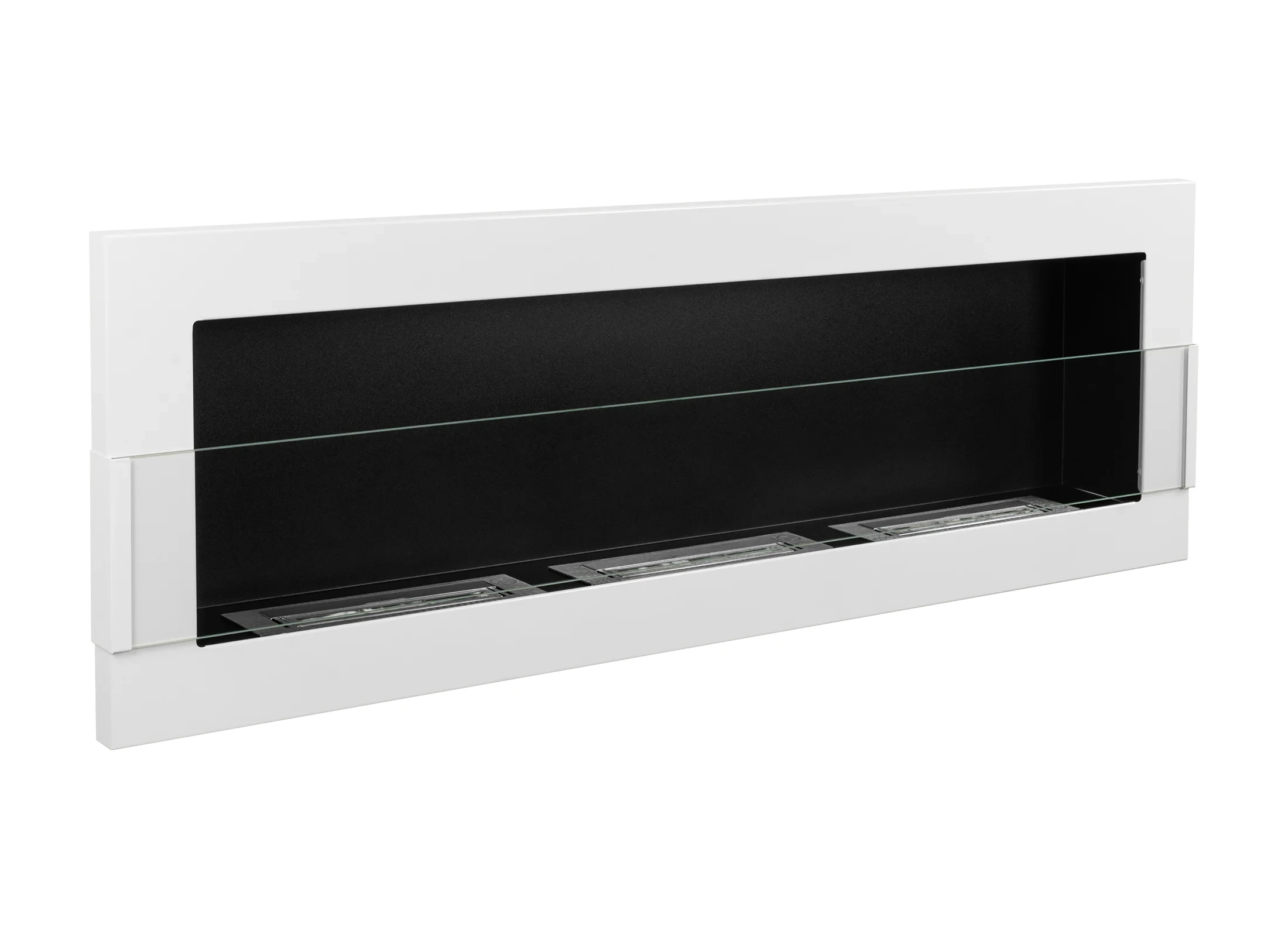 Biokominek wiszący z szybą 120 × 40 cm biały połysk - obrazek 2