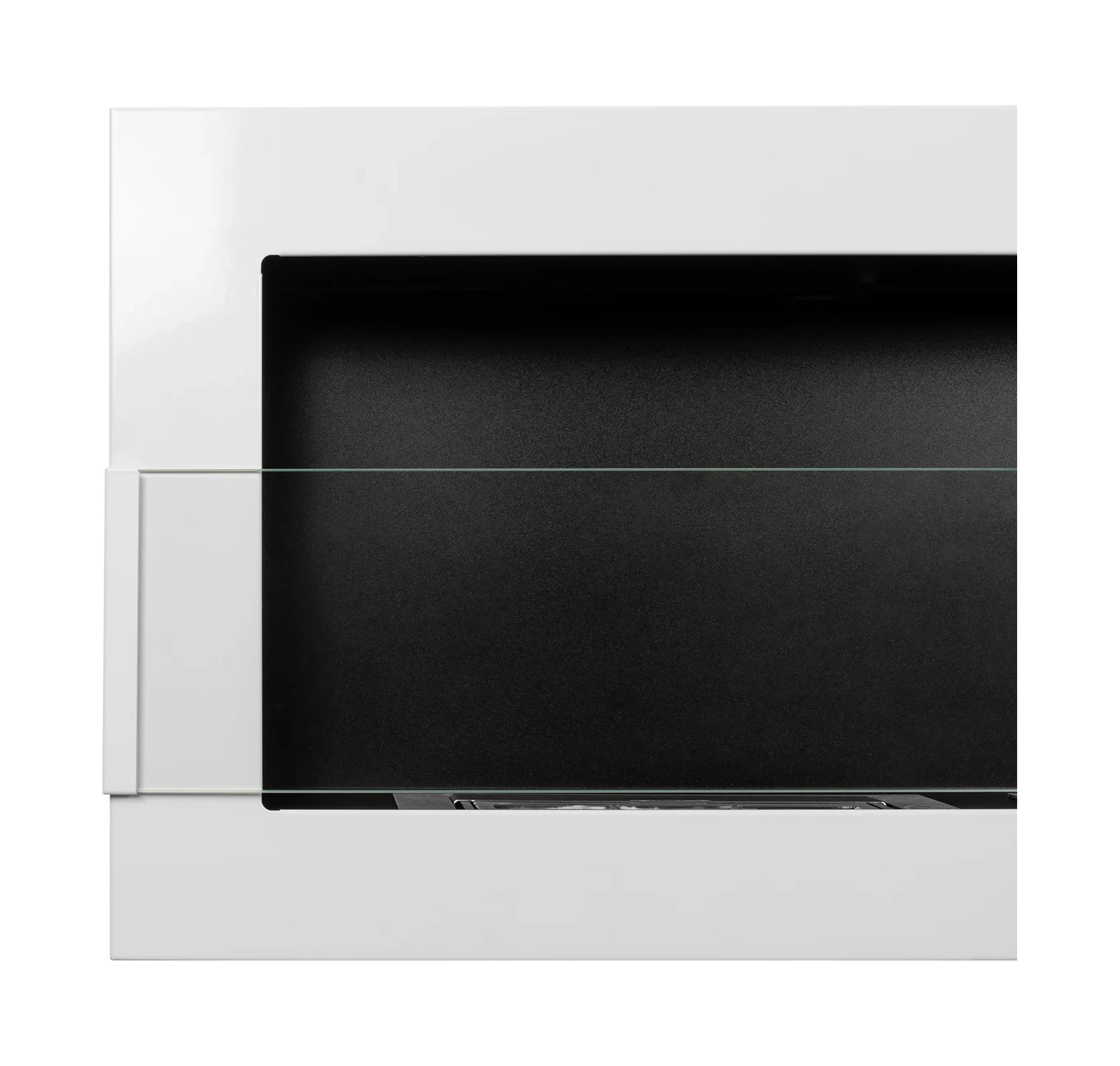 Biokominek wiszący z szybą 120 × 40 cm biały połysk - obrazek 5