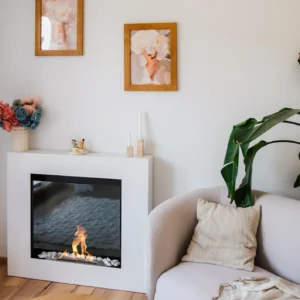 Biokominek portalowy ASNE biały mat z szybą 105 × 90 × 15 cm