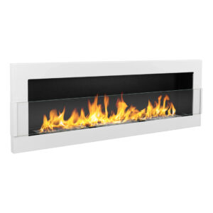 Biokominek wiszący z szybą 120 × 40 cm biały połysk