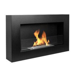 Biokominek wiszący box 65×40 cm czarny mat z szybą