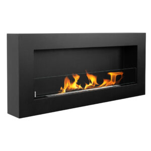 Biokominek wiszący box 90 × 40 cm czarny mat z szybą