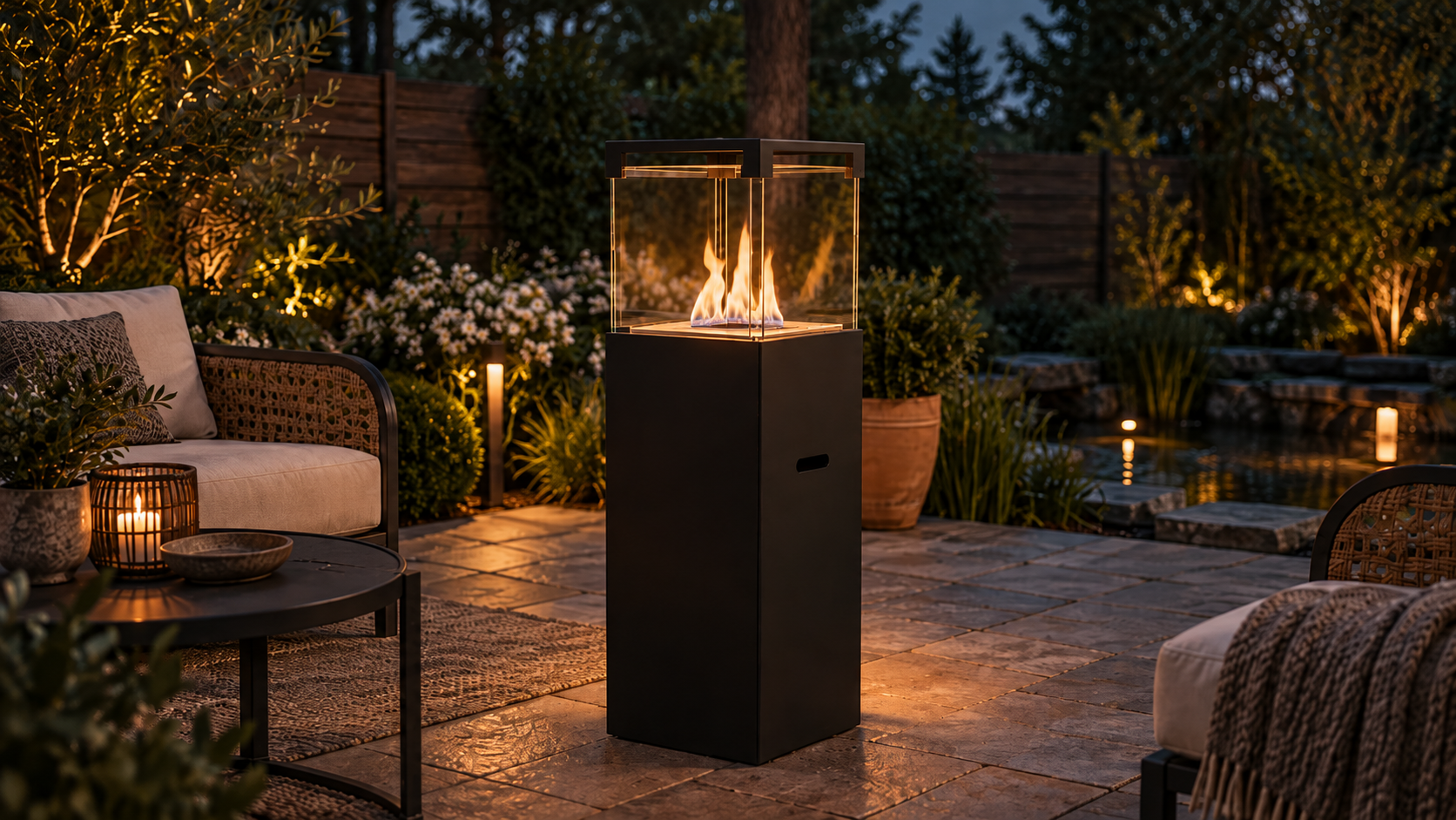 Biokominek wolnostojący PATIO BESTIA 95,7 cm po rozpaleniu